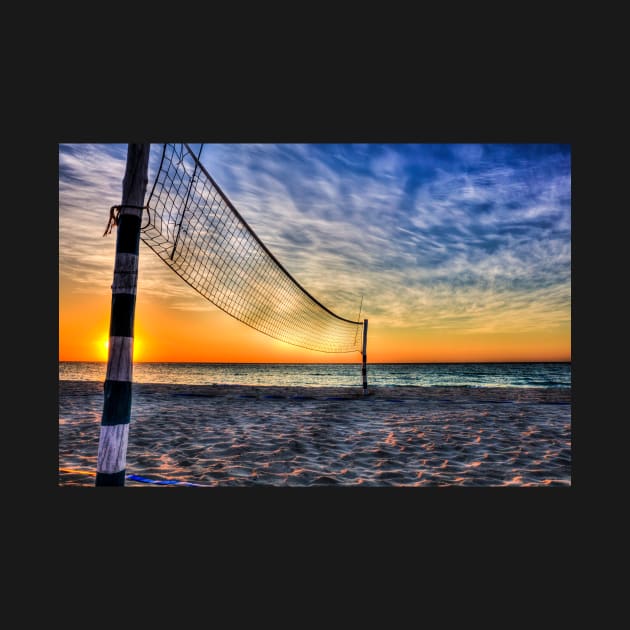 Beach Volleyball Net At Sunset by tommysphotos