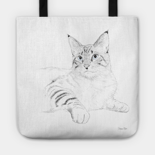 Digital Pencil Sketch Of General Cat Tote Teepublic