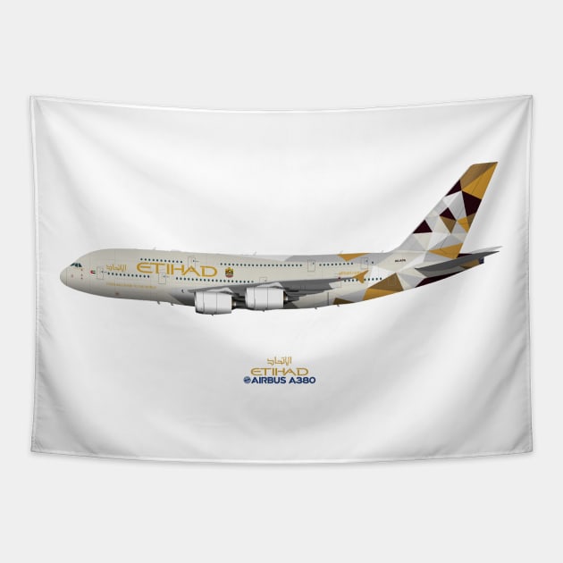 Illustration of Etihad Airways Airbus A380 Tapestry by SteveHClark
