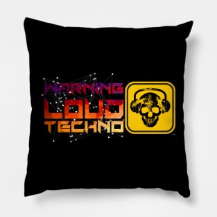 Loud Techno Warning EDM Music Pillow