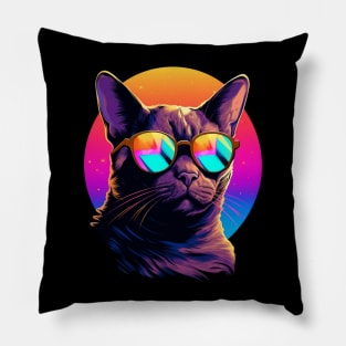 Retro Wave Burmese Cat Shirt Pillow