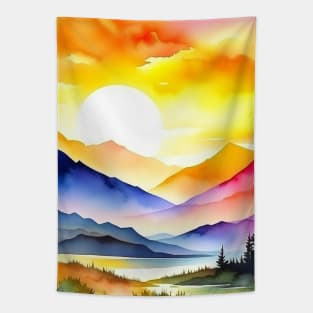 Watercolor Sunset Tapestry