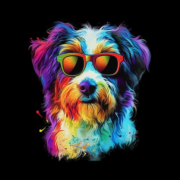 Colourful Cool Golden Doodle Dog with Sunglasses by CollSram