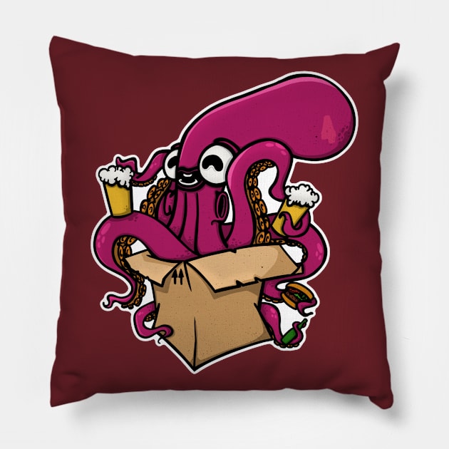 Box octopus party Pillow by manuvila