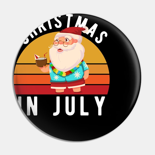 Christmas In July T Shirt Funny Santa Summer Beach Vacation Pin by kevenwal