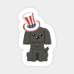 Funny black dog is wearing uncle sam hat Magnet