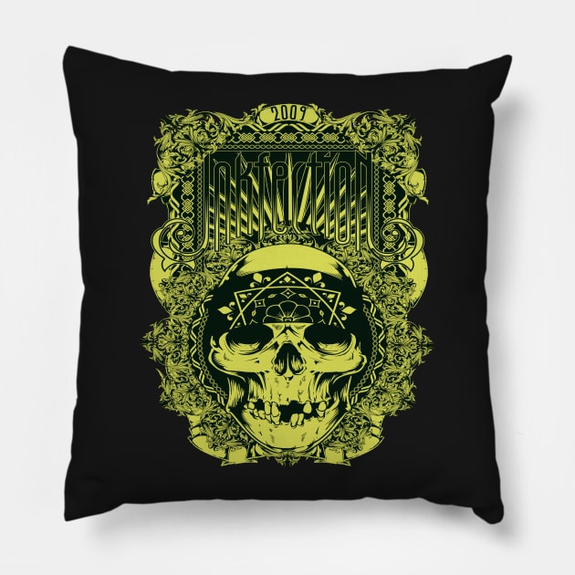 Inkfection Skull Bandana Pillow by JakeRhodes