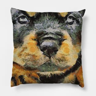 Artistic Rottweiler Puppy Portrait Vector Art Pillow