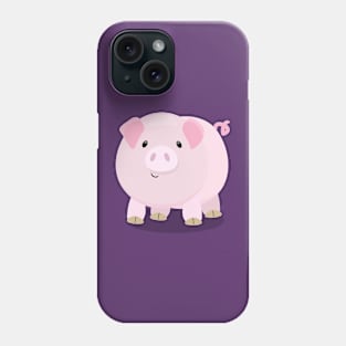 Cute pink pot bellied pig cartoon illustration Phone Case