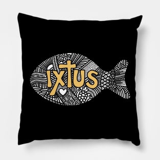 The Christian symbol, the fish is Jesus Christ. Pillow