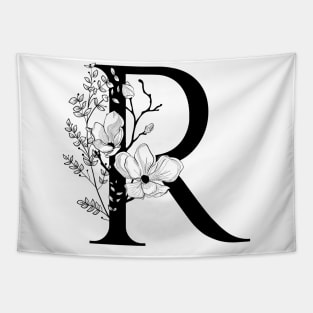 Letter R Monogram - Floral Initial Tapestry