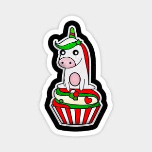 Merry Christmas Unicorn Cupcake Magnet