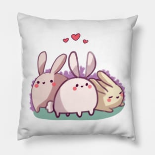 Cute bunnies and hearts Pillow