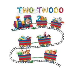 2nd birthday train themed party 2 year old toddler train T-Shirt