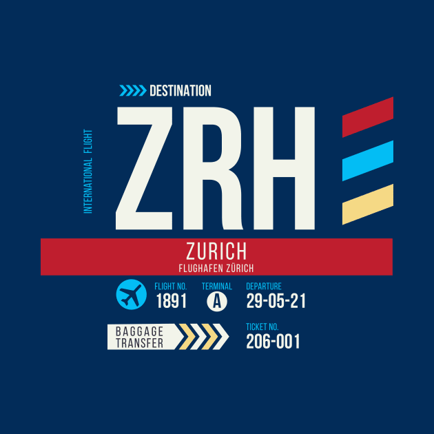 Zurich (ZRH) Airport Code Baggage Tag C by SLAG_Creative