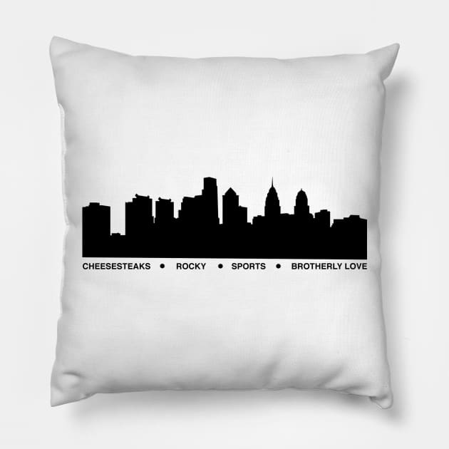 Philadelphia - Black Pillow by scornely