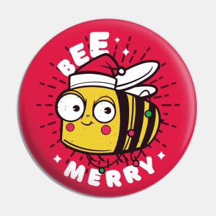 Bee Merry // Cute Christmas Bee Cartoon Pin