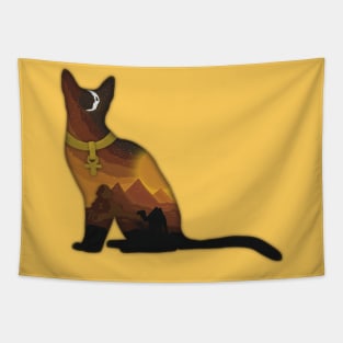 Minimalistic Paper Craft Digital Art - Egyptian Cat Tapestry