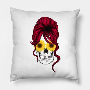 Sunflower skull Pillow