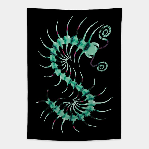 Inverted Colors Green Centipede Tapestry by IgorAndMore