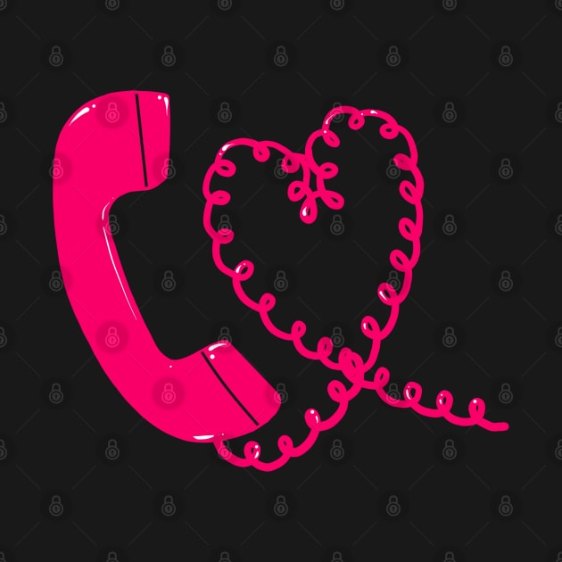 Hot pink retro phone 90s heart cord design by Juliet & Gin