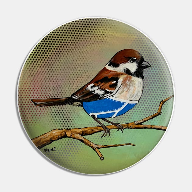 House Sparrow Wearing Over-priced Vintage Y Fronts Pin by GnarledBranch