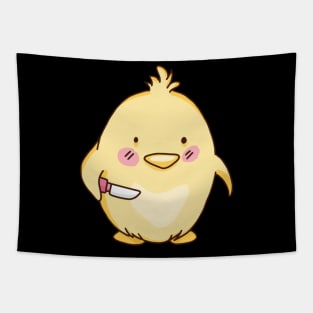 Little Chicken With Knife Tapestry