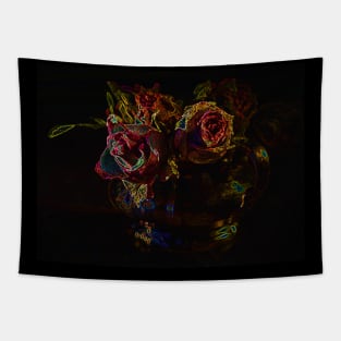 Black Panther Art - Flower Bouquet with Glowing Edges 8 Tapestry