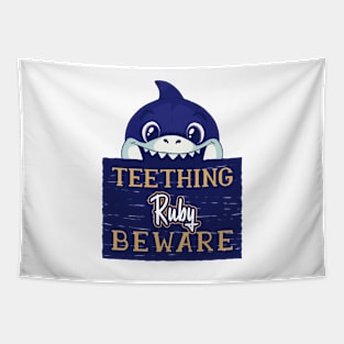 Ruby - Funny Kids Shark - Personalized Gift Idea - Bambini Tapestry