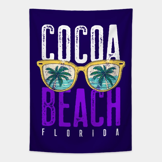 Cocoa Beach Florida Gifts Palm Trees Retro Souvenirs Cocoa Beach Florida Tapestry by Happy Lime