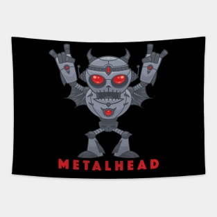 Metalhead - Heavy Metal Robot Devil - With Text Tapestry