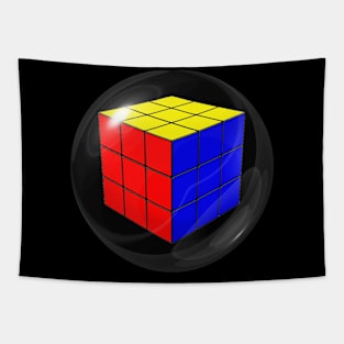 Rubik's Cube in a Dark Glass Ball Tapestry