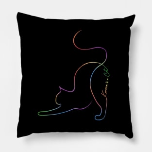 Rainbow Karma is a Cat Line Art Pillow