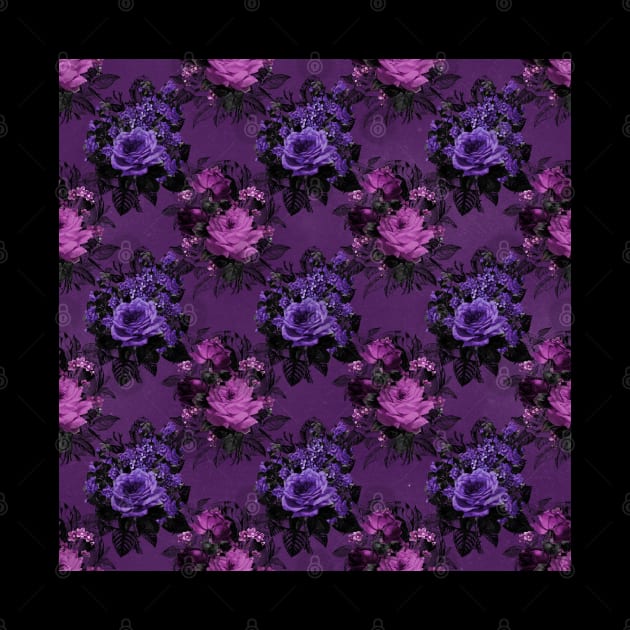 Death by Purple Victorian Flowers - Goth Fashion, Boho Goth, Dark Hippie Floral pattern by Wanderer Bat