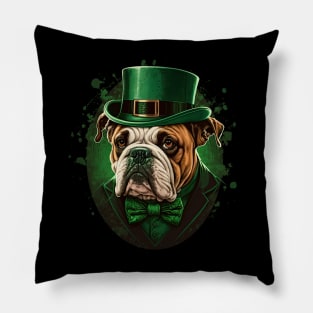 Bulldog St Patrick's Day Pillow