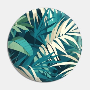 Teal Tropical Palm Leaves Pattern Pin