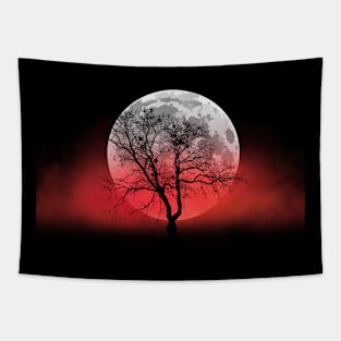 Misty moonlight landscape Tapestry