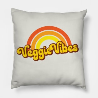 Veggie Vibes Retro Rainbow Orange Pillow