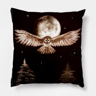 Owl with full moon Pillow