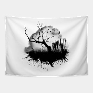 Black old tree Tapestry