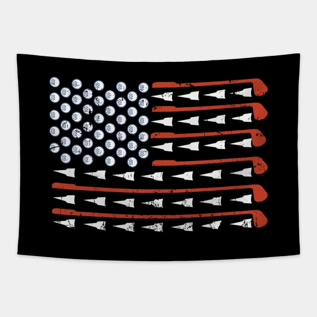 US Flag Golf Proud and Patriotic Player Tapestry by jonathanptk