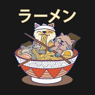 Funny Kawaii Ramen Cats Japanese Noodles Otaku Anime Lover T-Shirt