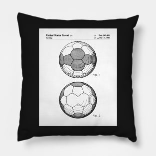 Soccer Ball Patent - Football Fan Bedroom Office Art - White Pillow