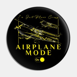 Pilot C172 Flying Gift Airplane Mode T-Shirt I'm just plane crazy yellow version Pin