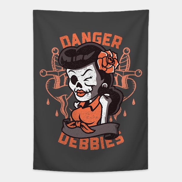 Cool Vintage "Danger Debbies" Rockabilly Tapestry by TOXiK TWINS