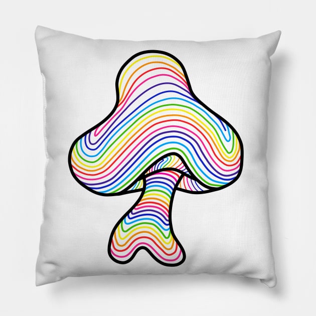 The Perfect Mushroom: Exotic Trippy Wavy Rainbow Contour Lines. Pillow by Ciara Shortall Art