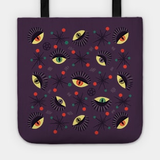 Witch Eyes Spooky Retro Pattern Tote