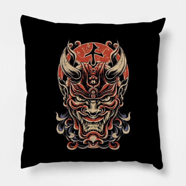 Demon japan Pillow by Ridzdesign