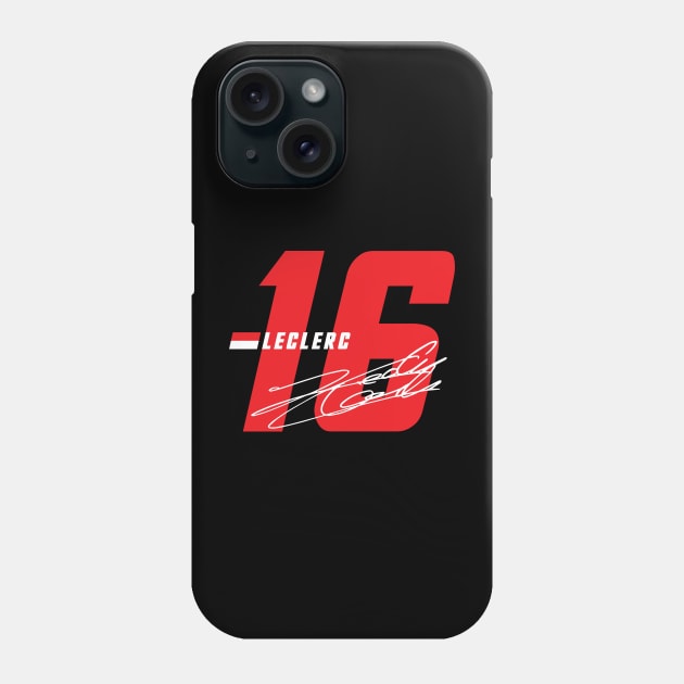 Charles Leclerc 16 Signature Number Phone Case by petrolhead