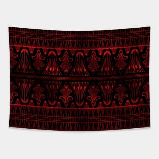 Egg and Dart Frieze in Black and Ruby Red Vintage Faux Foil Art Deco Vintage Foil Pattern Tapestry
